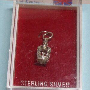 Sterling Silver Crown Charm or Pendant New in Box Souvenir England